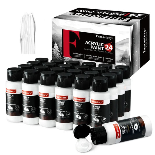 Fantastory 24x2oz White Acrylic Paint Set for Crafting
