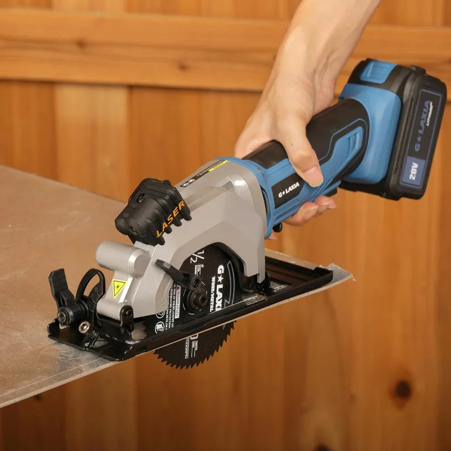 SHXI Compact Cordless Circular Saw With 3400RPM Motor Laser Guide Rip Guide