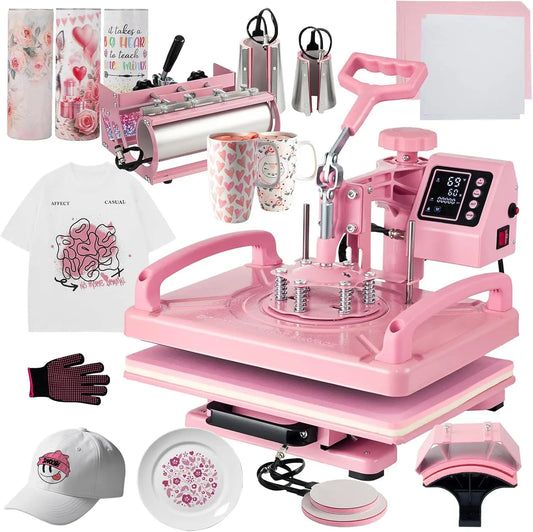 5/8 in 1 Heat Press Sublimation Machine for T-Shirts Hats Tumblers