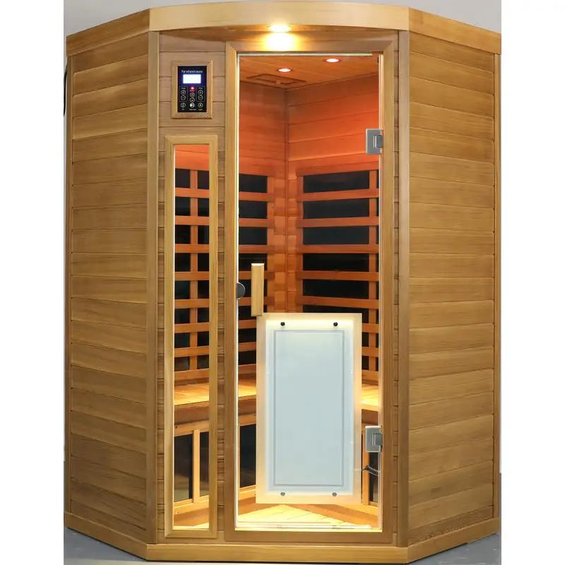 Feature Low EMF Two Person Far Infrared Cedar Pentagonal Sauna