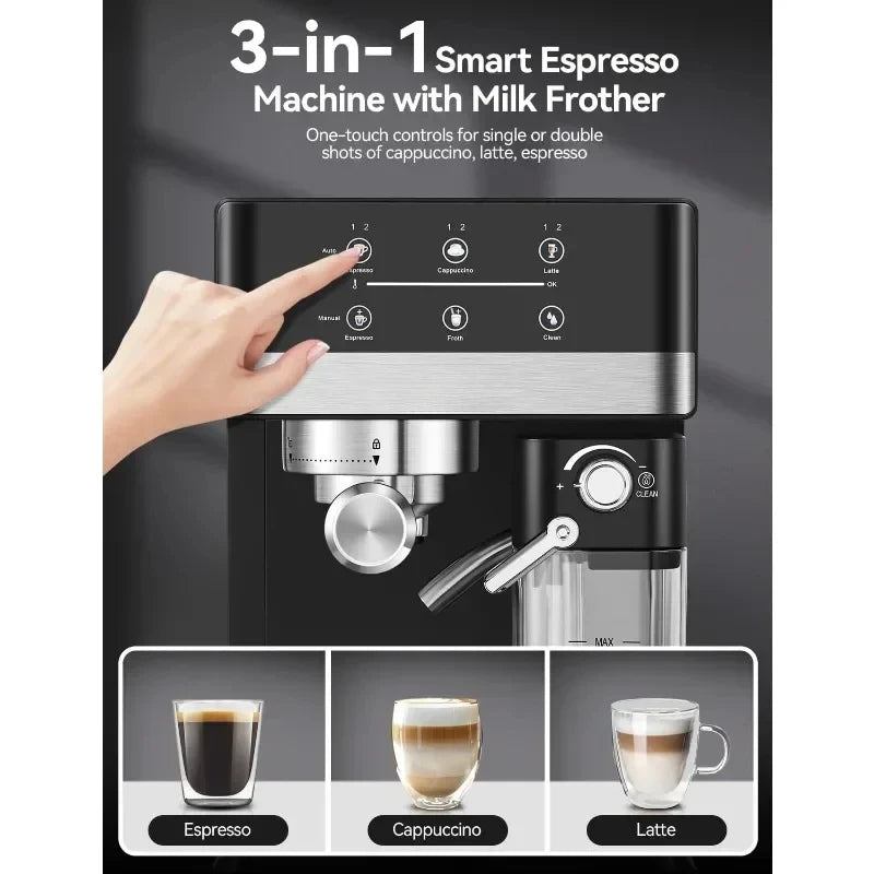 Espresso Machine Cappuccino Latte Coffee Espresso Maker with Auto Milk Frother and Detachable Milk Reservoir
