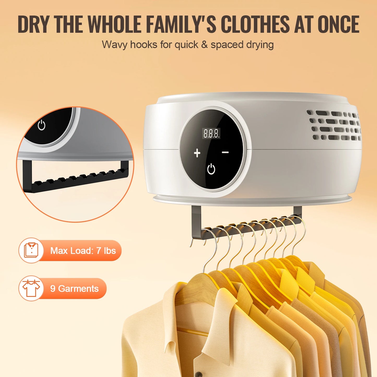 VEVOR Portable Clothes Dryer 600W Mini Dryer for RVs Hotels