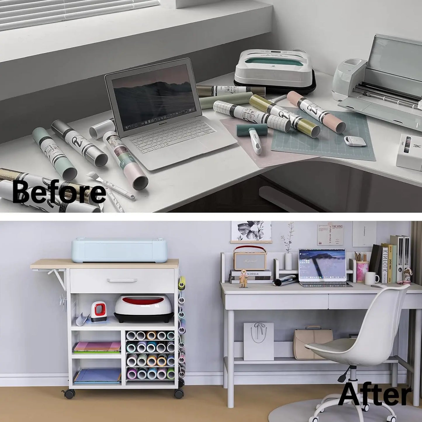 Rolling Cricut Cart with Storage Drawers and Wheels