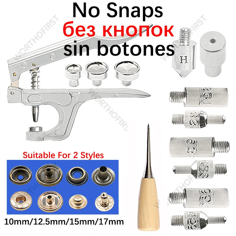Metal Snap Fasteners Button Kits with Installation Pliers