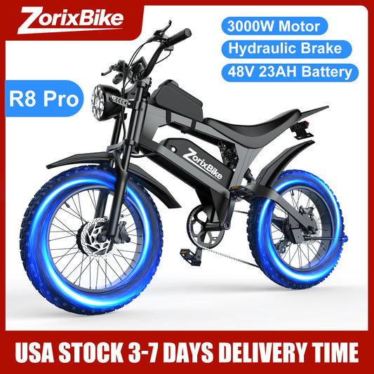 ZorixBike R8 Pro Electric Off-Road Bike 80 Mile Range 3000W