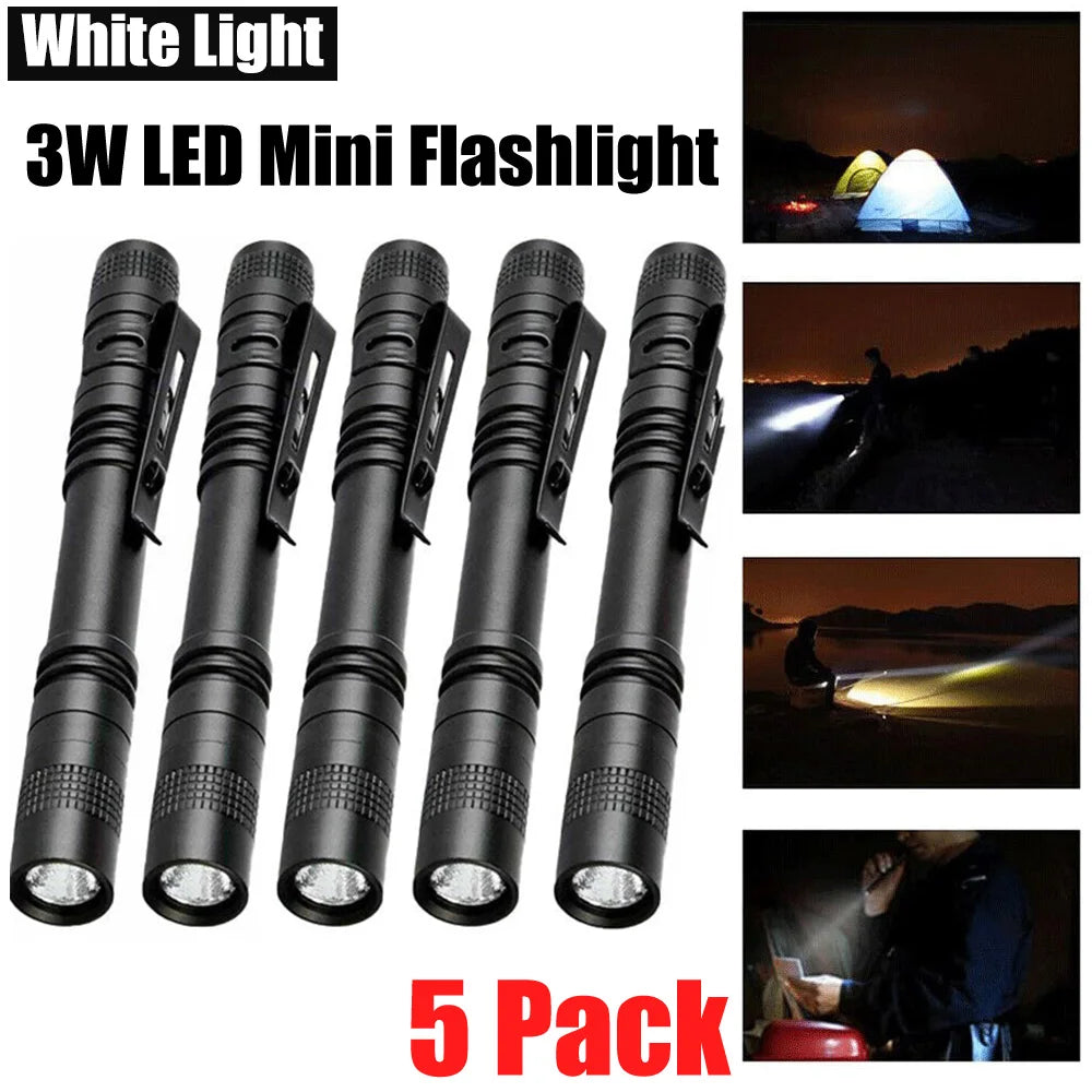 Mini Pen Light Portable LED Flashlight White 395nm Red Light Torch