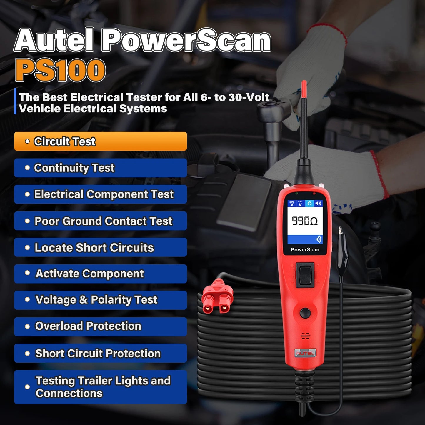 Autel PowerScan PS100 Auto Circuit Tester AVOmeter Tool