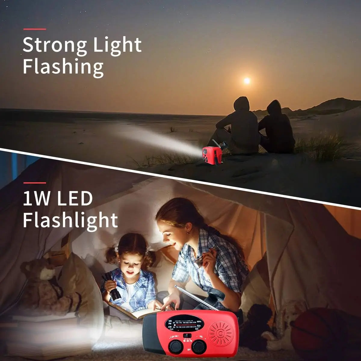 2000mAh Emergency Crank Weather Radio with LED Flashlight