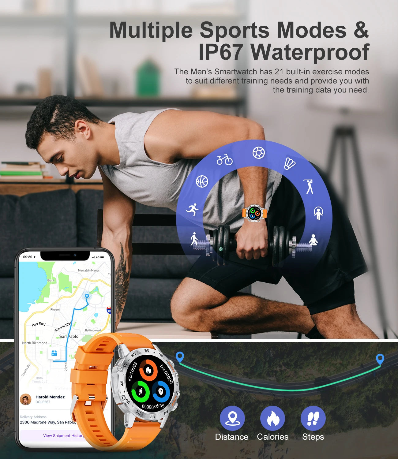 LIGE Smartwatch Bluetooth Call Men Outdoor Fitness Heart Rate Monitor