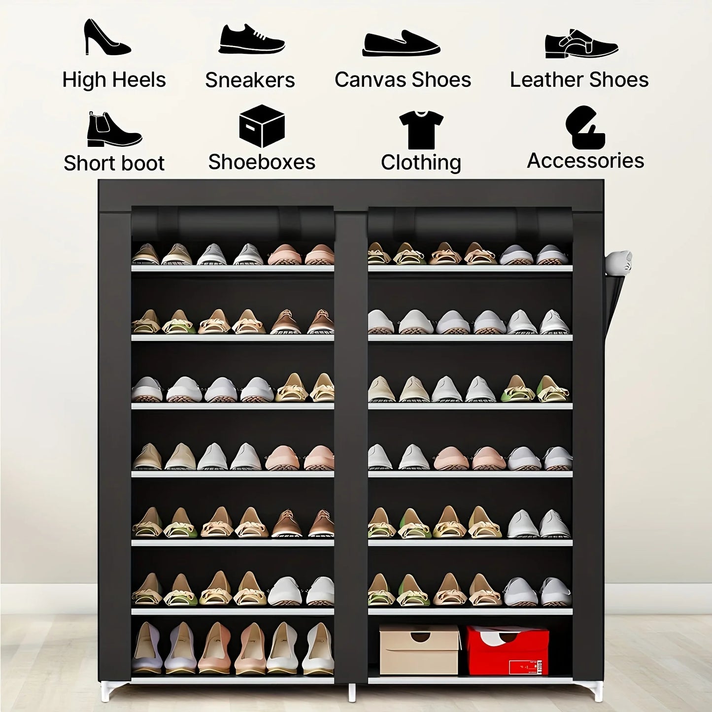 High Concerned Six-Layer Double Row Shoe Rack Dust Cover