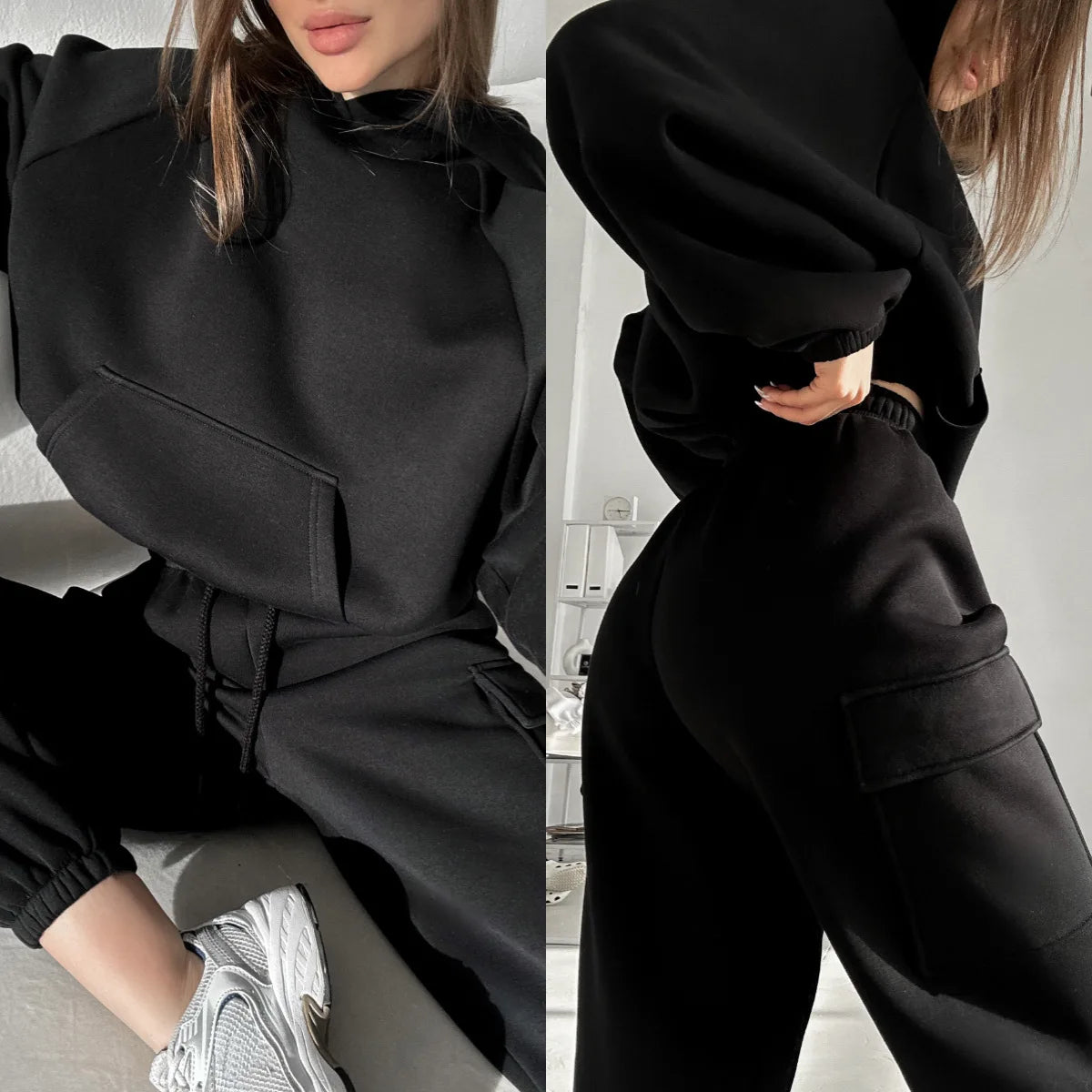 Sweatsuit Spring Outfits Women Sport Suit Zip Up Hoodie Tracksuit
