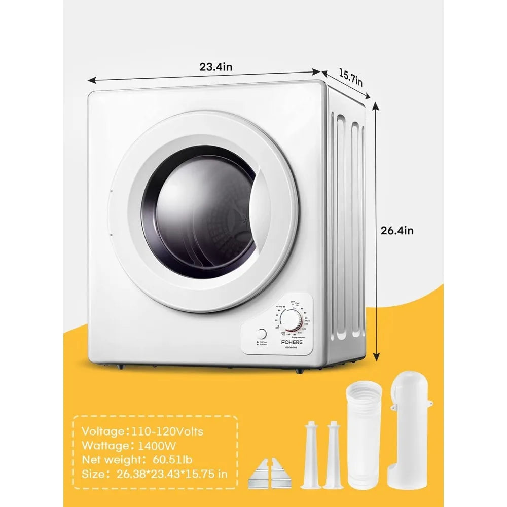 2.9 Cu.Ft Compact Dryer Portable Laundry Electric Machine White