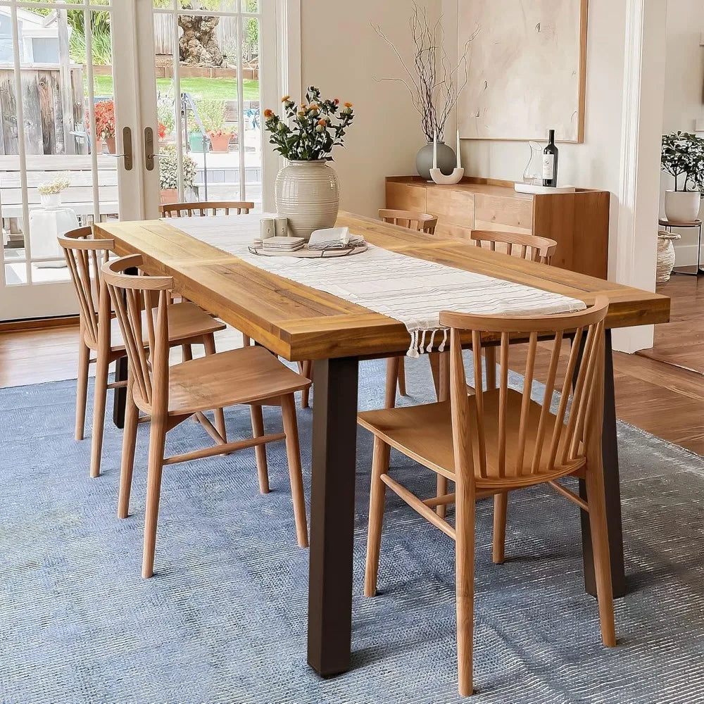 Acacia Wood Table 6-Person Indoor Outdoor Dining Table
