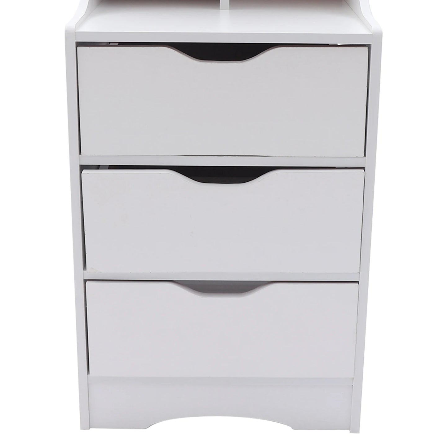 Tall White Nightstand & 3 Drawers Side Stand Cabinet