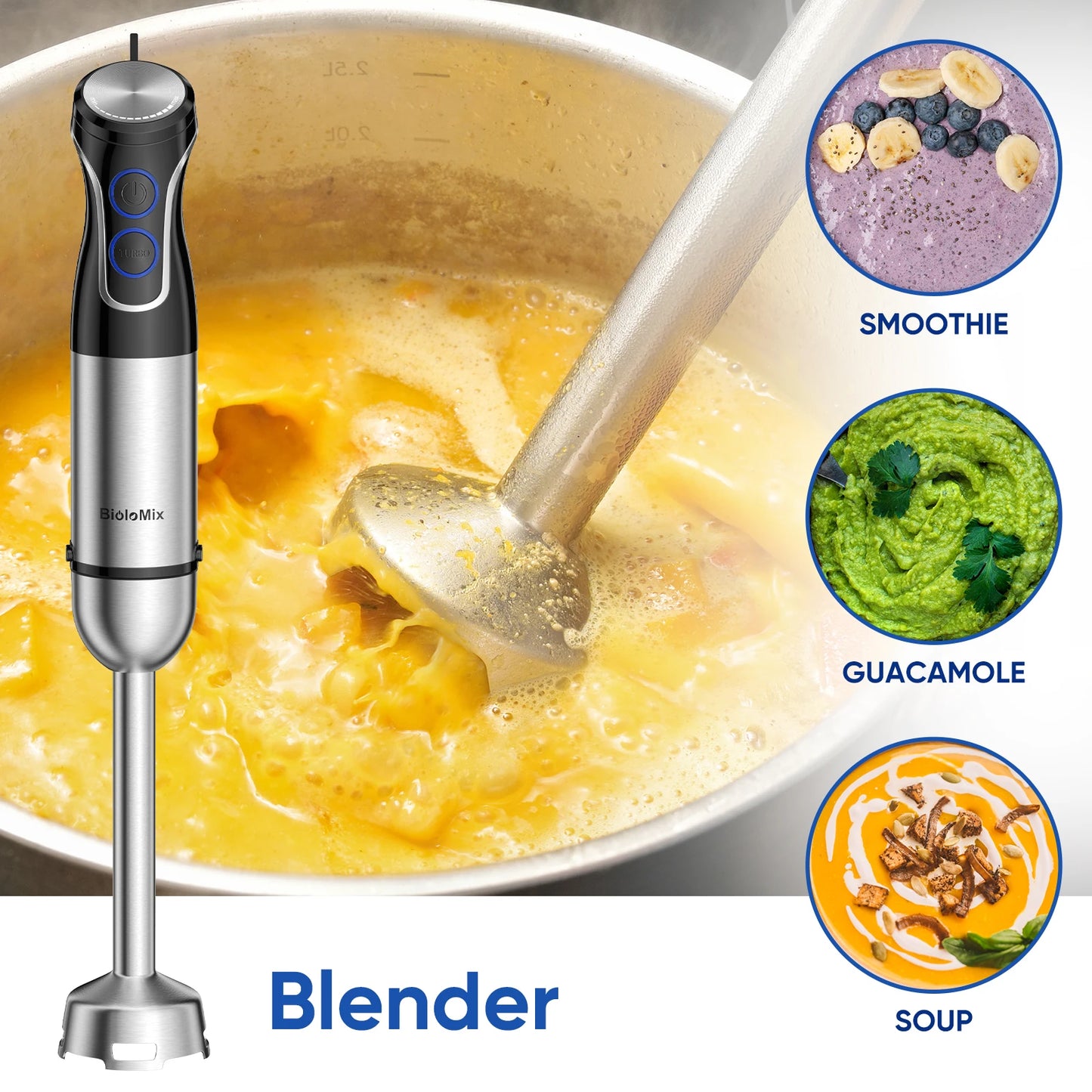 BioloMix 5 in 1 Immersion Hand Blender 1500W Food Processor