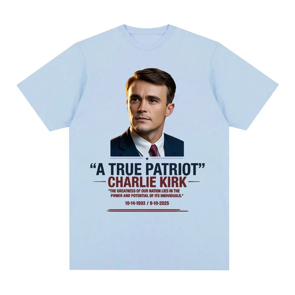 Clothing A True Patriot Charlie Kirk Tee Shirt Unisex Cotton