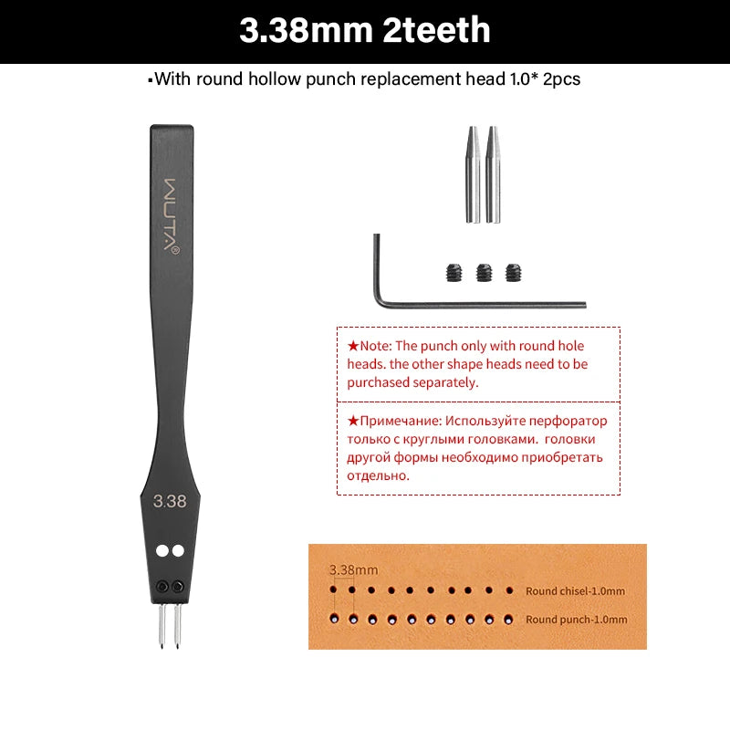 WUTA 3G Leather Punches Head Replaceable Pricking Iron Tools