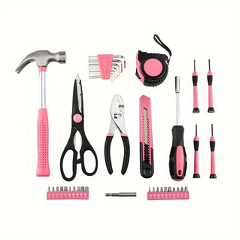 39-Piece All Purpose Household Pink Tool Kit for Girls and Women