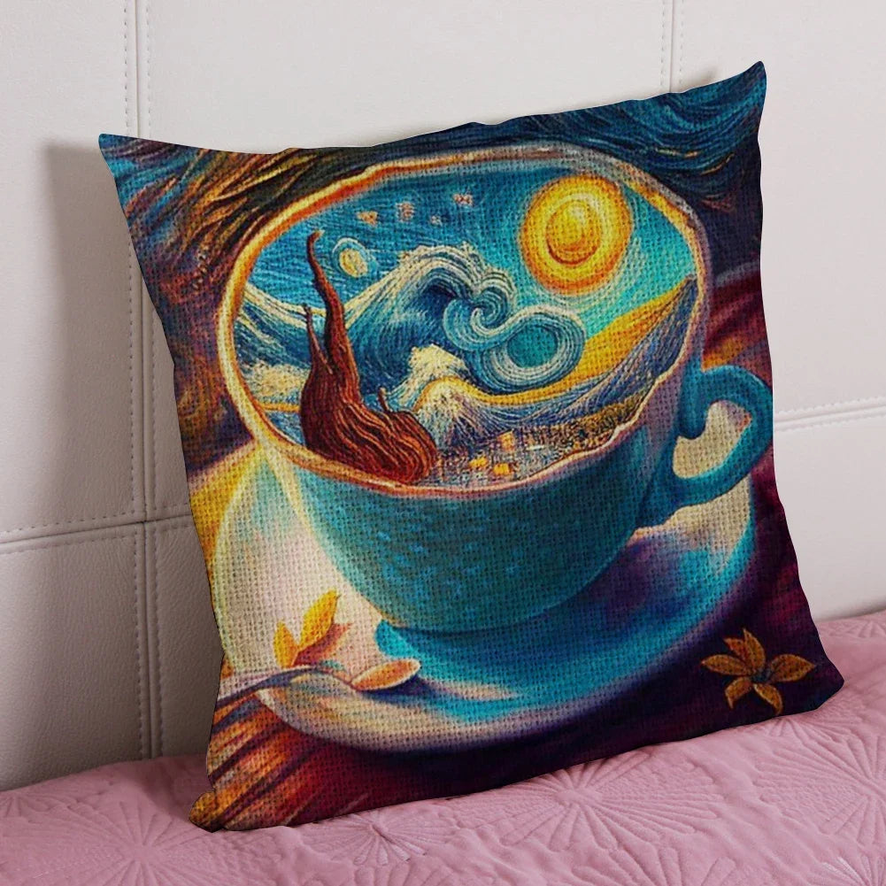 11CT Eco-Cotton Thread Coffee Cup DIY Cross Stitch Pillow Kit