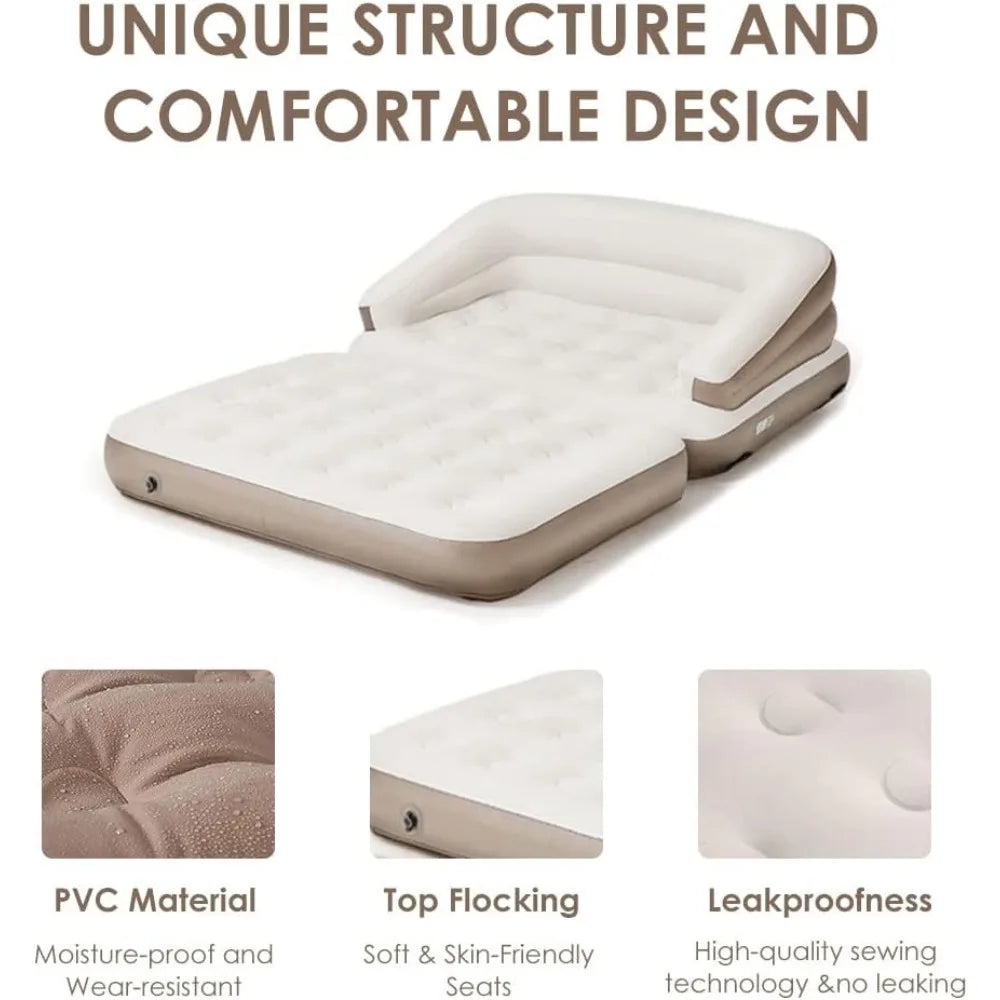 Full Sized Inflatable Mattress Portable Sofa Bed with Plush Top