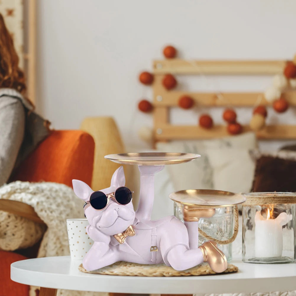 Bulldog Storage Decor with Pallet Resin Desk Decoration