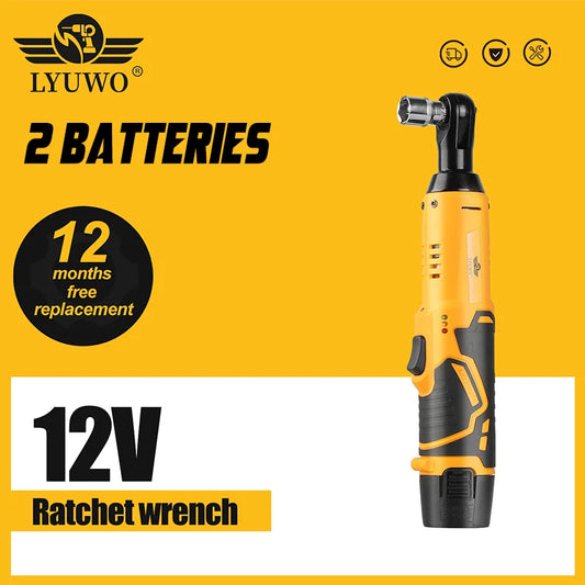 LYUWO 12V 3/8 Rechargeable Electric , Ratchet Set, Angle Drill, Automobile Maintenance Tool