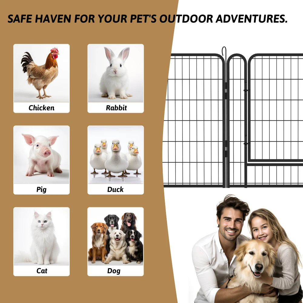 16 Panels Heavy Duty Metal Playpen with Door 31.7H Dog Fence