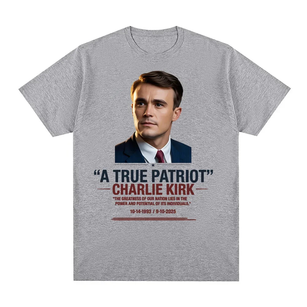 Clothing A True Patriot Charlie Kirk Tee Shirt Unisex Cotton