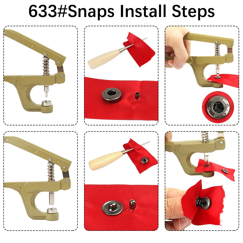 Metal Snap Fasteners Button Kits with Installation Pliers