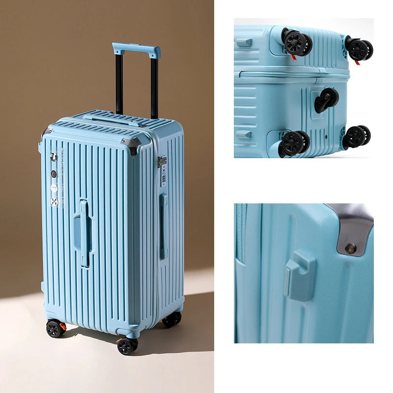 Unisex Rolling Luggage Cabin Holiday Suitcase Sets Couples Travel Anti-Fall Package with Wheels