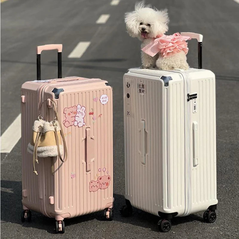 Unisex Rolling Luggage Cabin Holiday Suitcase Sets Couples Travel Anti-Fall Package with Wheels