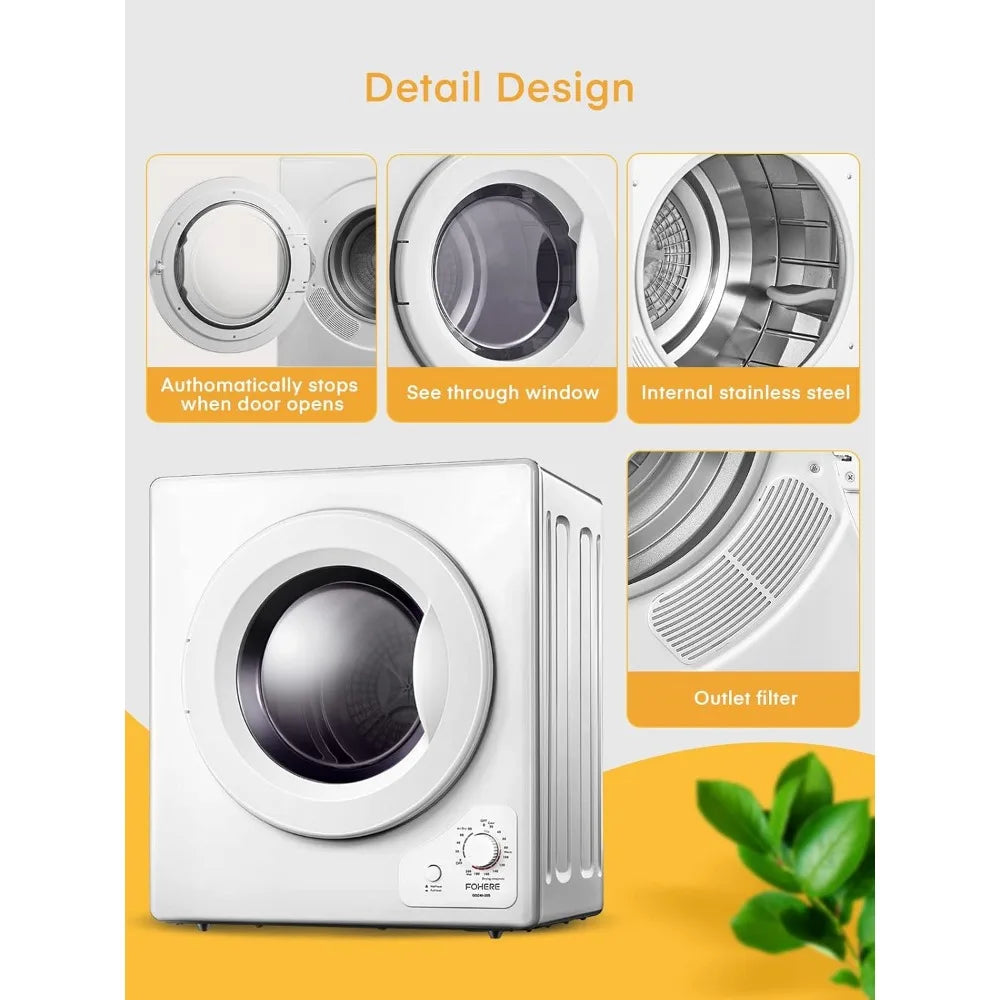 2.9 Cu.Ft Compact Dryer Portable Laundry Electric Machine White