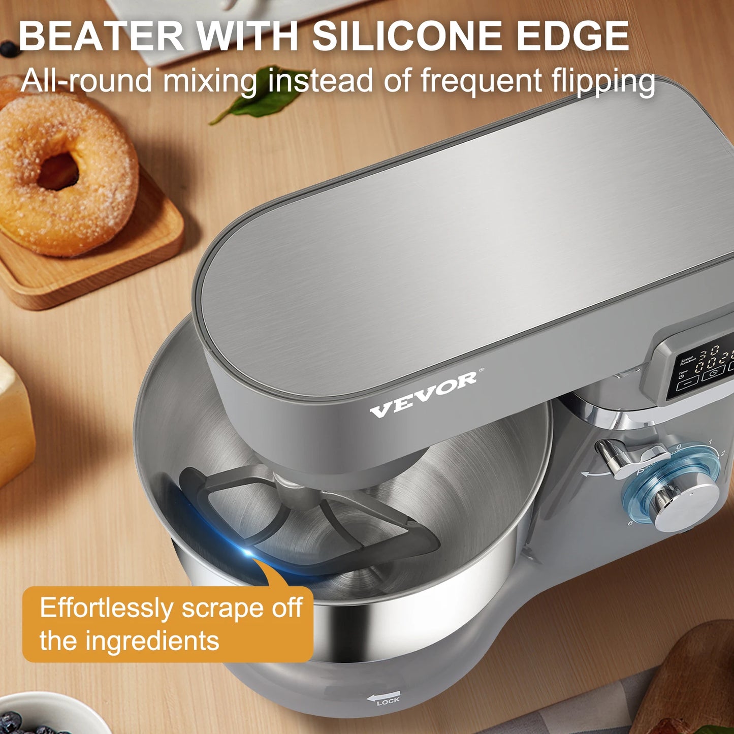 VEVOR Stand Mixer Electric Dough Mixer With 6 Speeds LCD