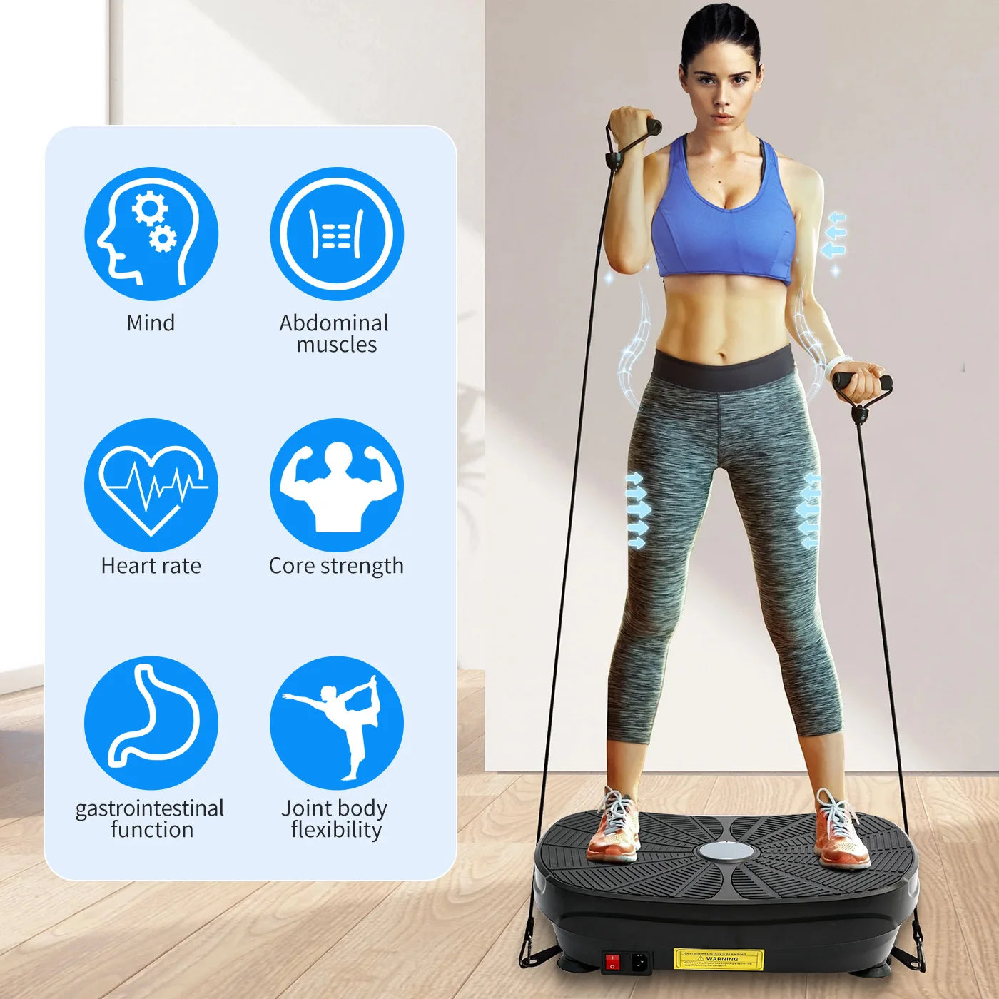 Vibration Plate Exercise Machine Whole Body Workout Power Resistance Bands