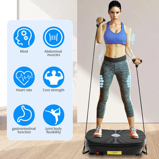 Vibration Plate Exercise Machine Whole Body Workout Power Resistance Bands