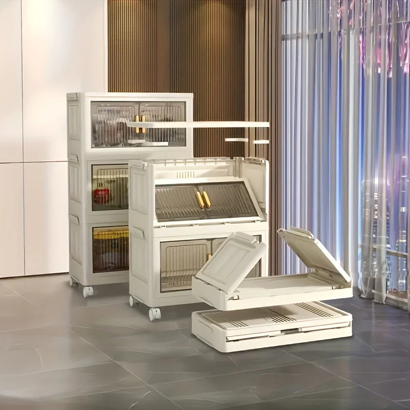 Feature Stackable Plastic Storage Cabinet With Doors And Wheels