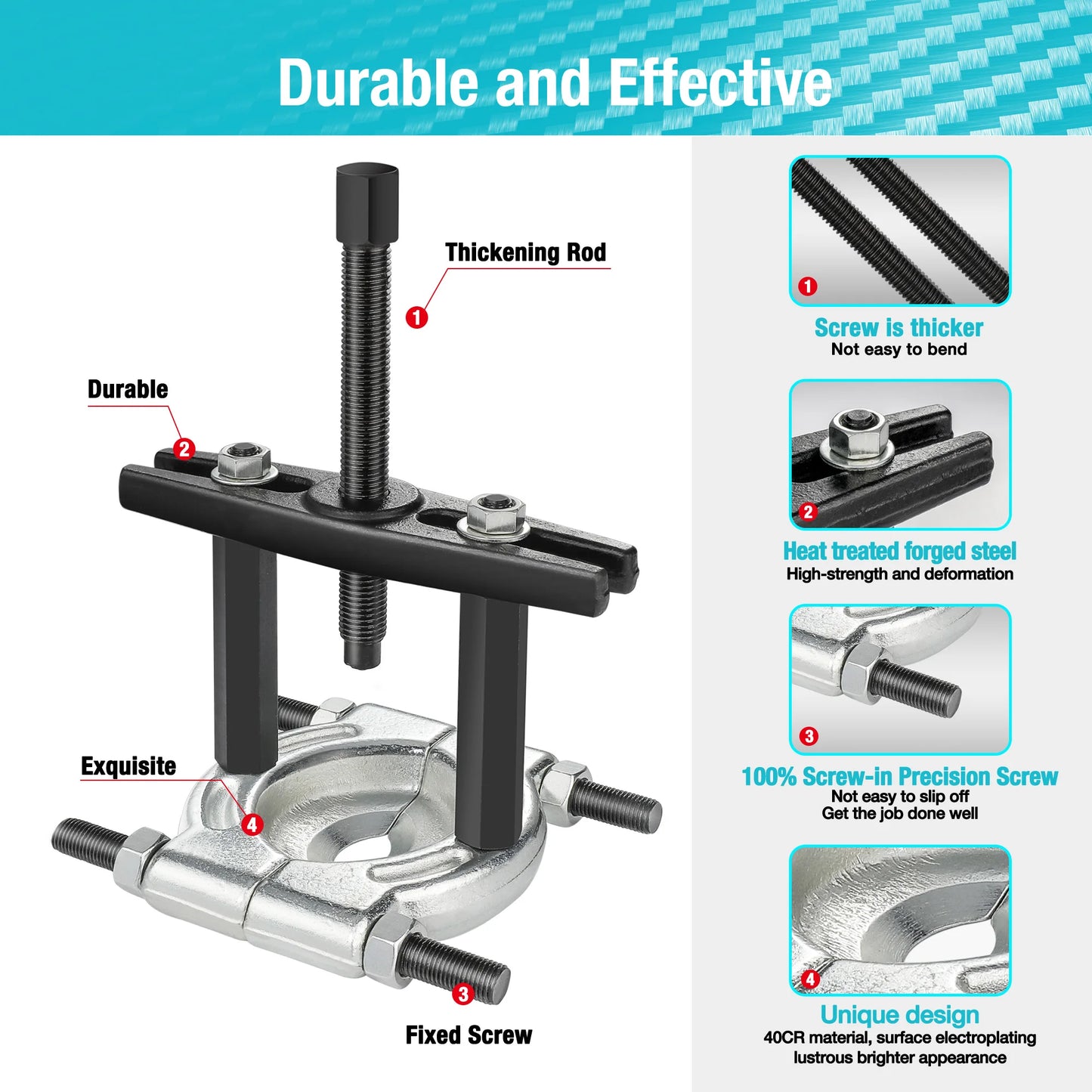 DURATECH 12PCS Bearing Puller Set 5-ton Capacity Heavy Duty Flywheel Separator Tool Gear Puller Storage Case Included