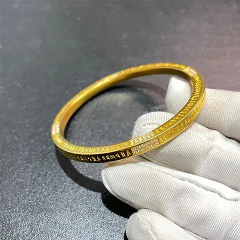 24K Gold Moissanite Mantra Bracelet With Sanskrit Inlay AU9999