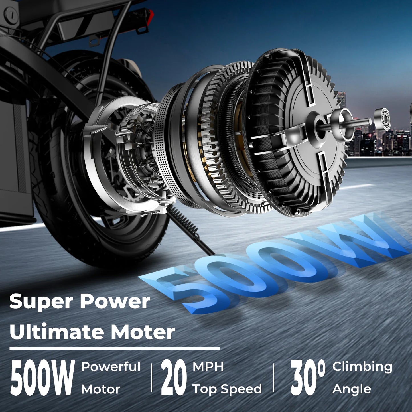 LELEKUA 500W Folding Electric Bike 20 MPH With Removable Battery