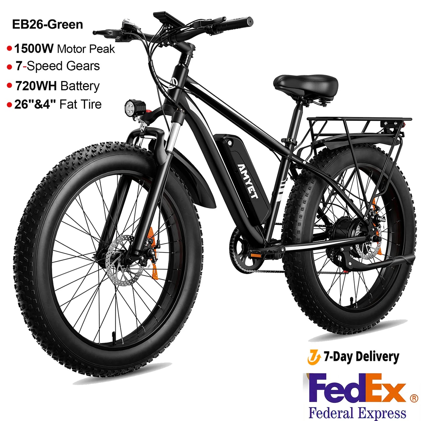 AMYET EB26 Electric Mountain Bike 1500W 28mph Peak