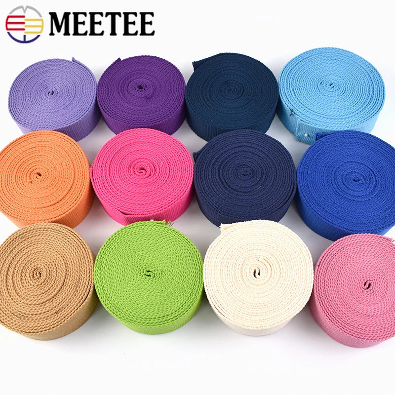 5Meters 20-50mm Cotton Webbing Tapes For DIY Bags Strap
