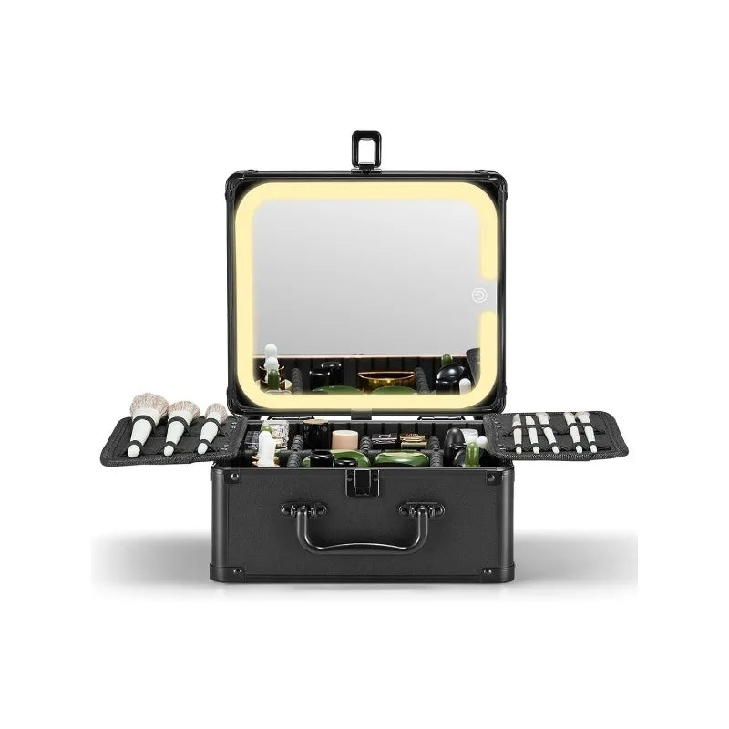 Makeup Case with Detachable Illuminated Mirror and LED Mirror