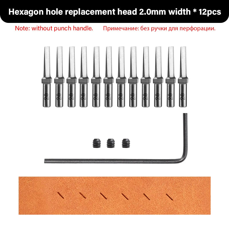 WUTA 3G Leather Punches Head Replaceable Pricking Iron Tools