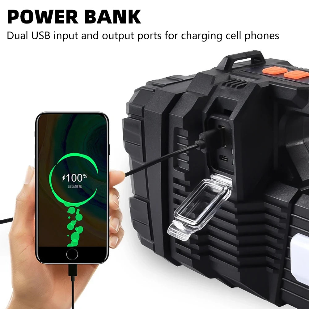 Solar Energy High Power LED Flashlight Type-C Rechargeable Waterproof