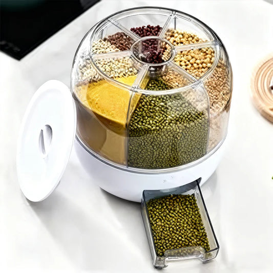 360 Degree Rotating Rice And Grain Dispenser Moisture Proof Container