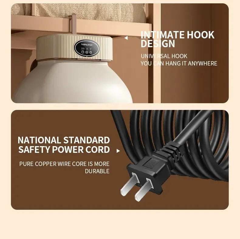 Folded Electric Clothes Dryer Portable Travel Warm Air Dryer
