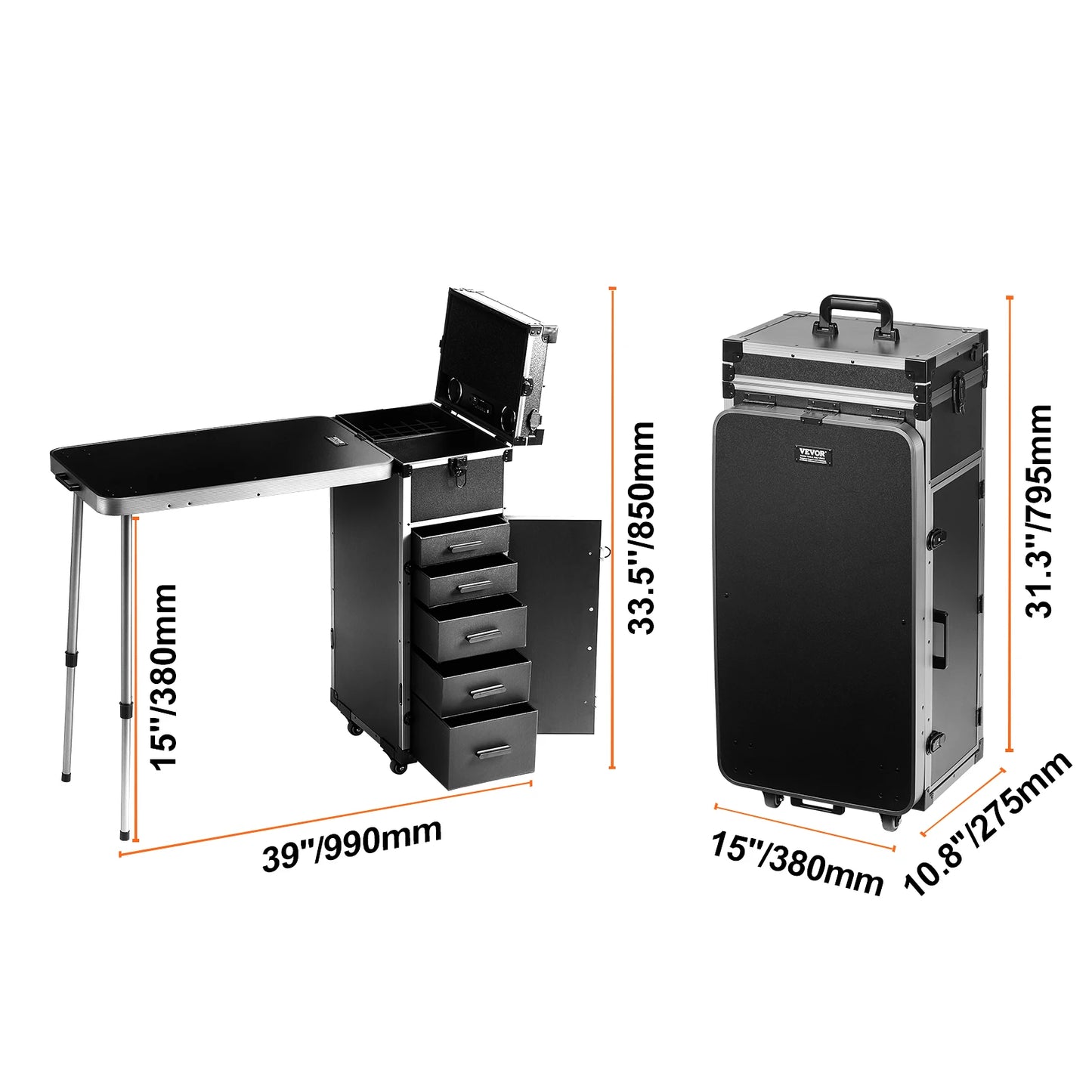 VEVOR Professional Makeup Train Case Aluminum Cosmetic Case Extra Large