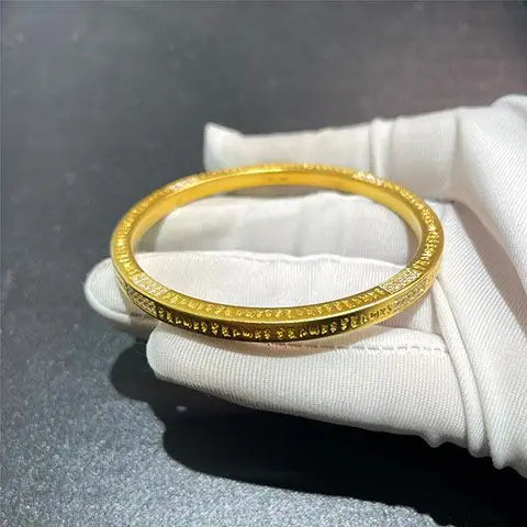 24K Gold Moissanite Mantra Bracelet With Sanskrit Inlay AU9999