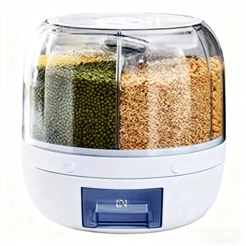 360 Degree Rotating Rice And Grain Dispenser Moisture Proof Container