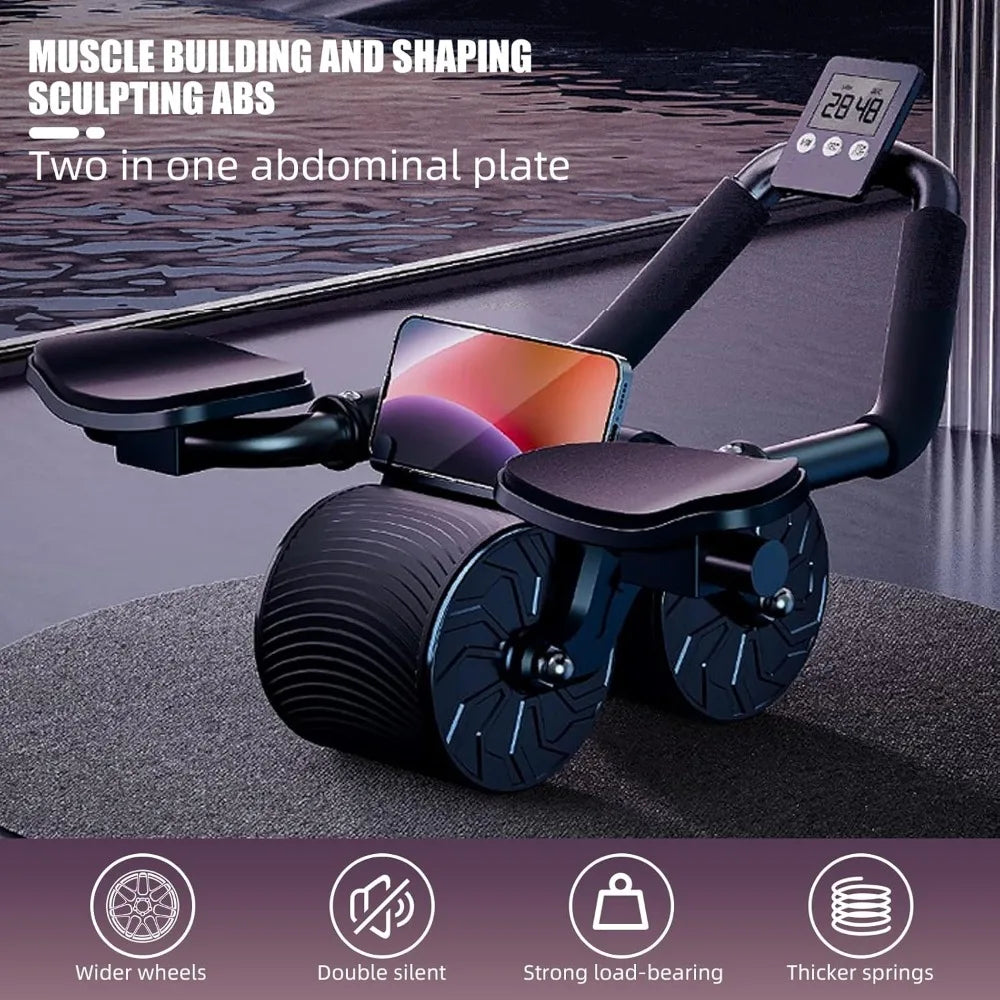 Automatic Rebound Ab Roller With Elbow Support And Wide Wheels
